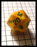 Dice : Dice - 20D - Chessex Yellow with Orange Speckles with Teal Numerals - Ebay June 2010